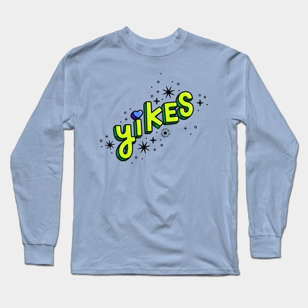 Yikes 3D Cartoon Lettering in Neon Green Long Sleeve T-Shirt by Christine Parker & Co